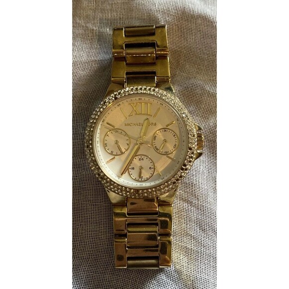 Michael Kors Camille Womens Chronograph Watch With Gold Band. MK-6844 5” Band